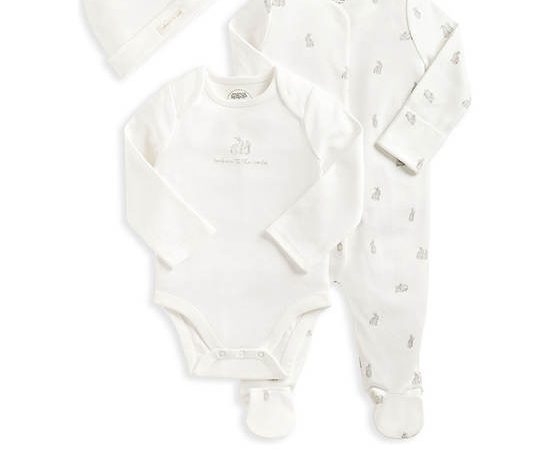 MAMAS & PAPAS Unisex Toddler Set Bunny Jersey 3 Pcs White