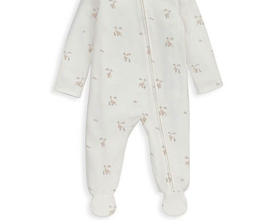MAMAS & PAPAS Unisex Toddler Bodysuit Duckling Zip All In One Beige