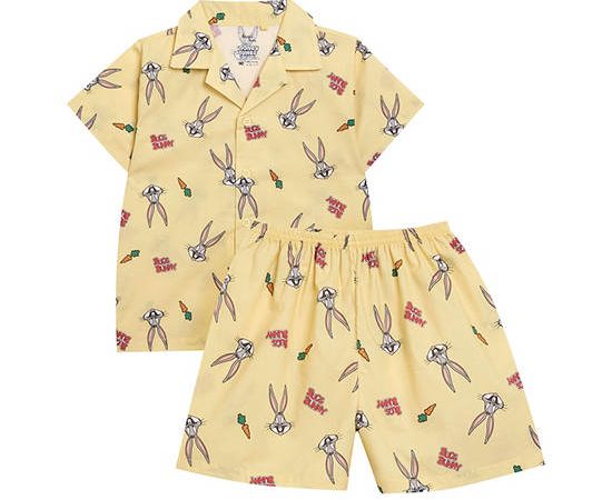 Angel Baby Boy Toddler Pyjamas Shirt Short Sleeves + Shorts Bugs Bunny Print Yellow