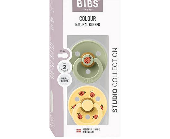 BIBS Pacifier Latex Studio Ladybug Pack 2 pcs Size 2 Sage Mix