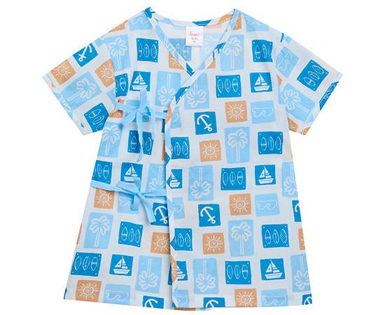Angel Baby Infant Wrap Shirt Short Sleeves Summer Sail Print Blue