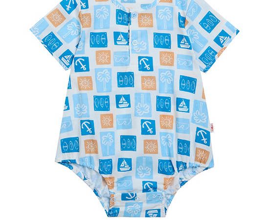 Angel Baby Infant Romper Sleeveless Summer Sail Print Blue