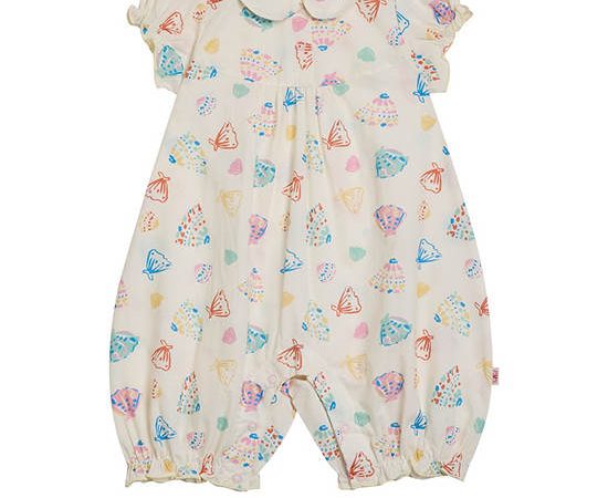Angel Baby Baby Rompers Short Sleeves Summer Shell Print Cream
