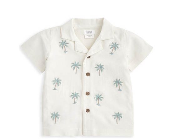 MAMAS & PAPAS Boy Toddler Shirt Palm Tree Print Beige
