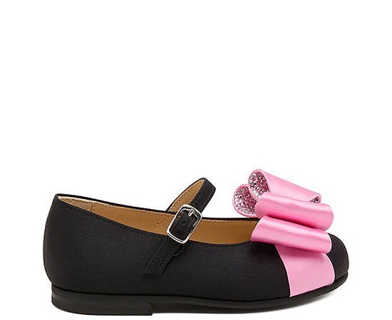 MACH & MACH Girl Toddler Ballerina Shoes Le Cadeau Mini Black and Pink Satin