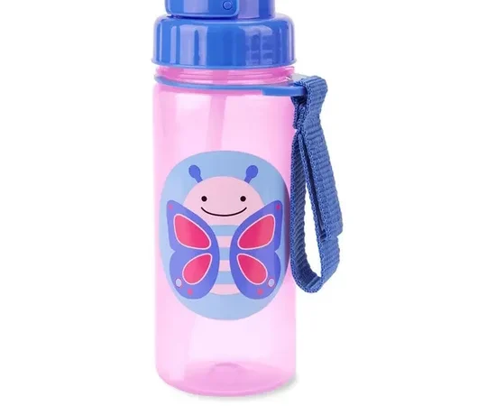 SKIP HOP Zoo Straw Bottle PP Butterfly 13 oz Pink
