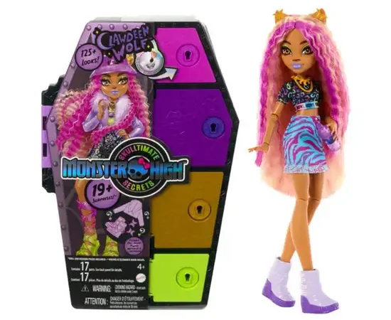 BARBIE Clawdeen Wolf Doll Skulltimate Secrets Monster High HKY61 Purple