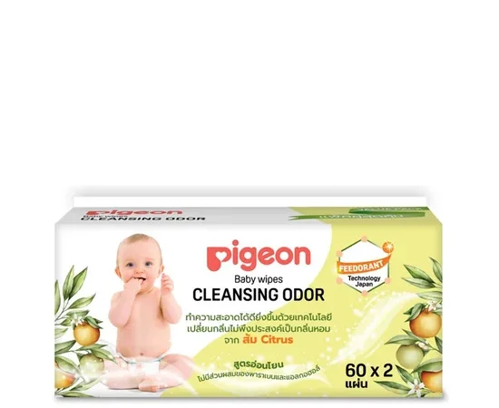 PIGEON Baby Wipe Cleansing Odor Pack 2 60 Pcs