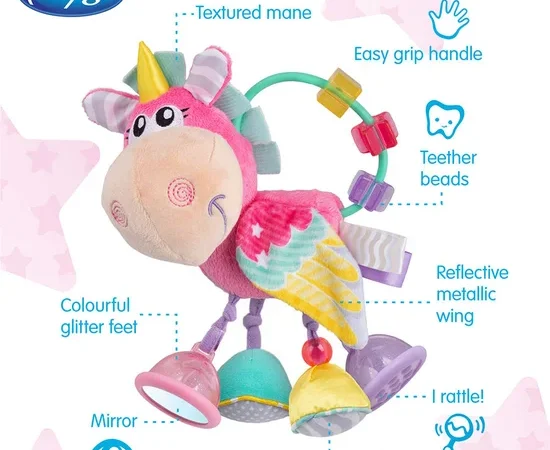 PLAYGRO Unicorn Activity Rattle Multi-Color