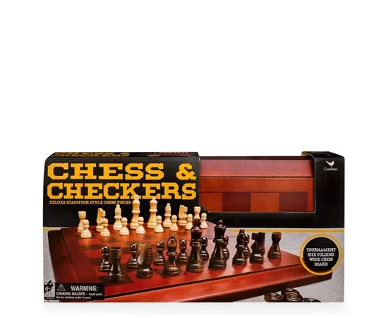 Cardinal Board Game Wood Chess, Checkers Classic Wood Chess & Draughts Checker Multi-Color
