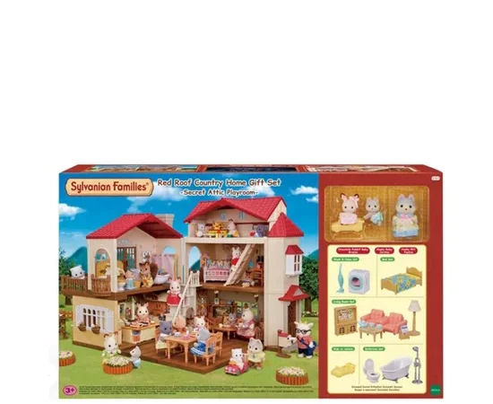 SYLVANIAN FAMILIES Toy Red Roof Country Home Gift Set - Secret Attic Playroom Multi-Color