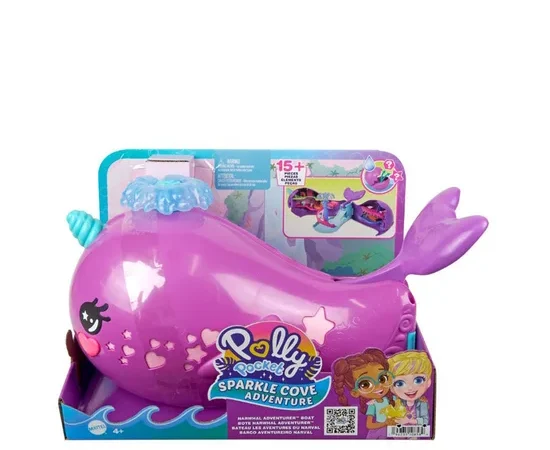 BARBIE Polly Pocket Sparkle Cove Adventure Narwhal Adventurer Boat Playset HKV71 Multi-Color