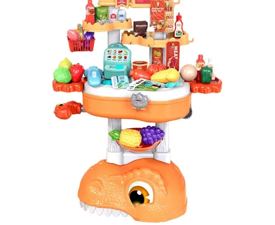 WANGDEK Toy Dinosaur Supermarket Counter 3 in 1 61 pcs Multi-Color