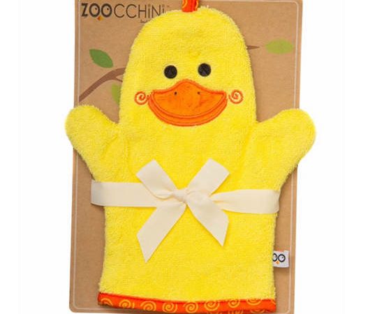 Zoocchini Yellow Baby Snow Terry Bath Mitt - Puddles the Duck