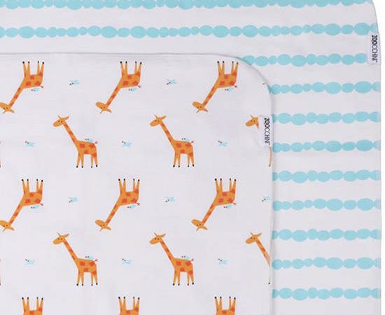 Zoocchini Aqua 2 Pack 100% Cotton Receiving Blankets - Jaime the Giraffe