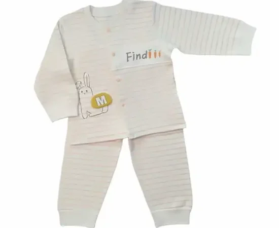BABY STONE Orange streak cream Baby two pieces set,long sleeve