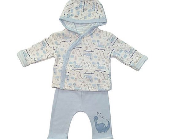 BABY STONE Blue Whit Baby two pieces set hood coat
