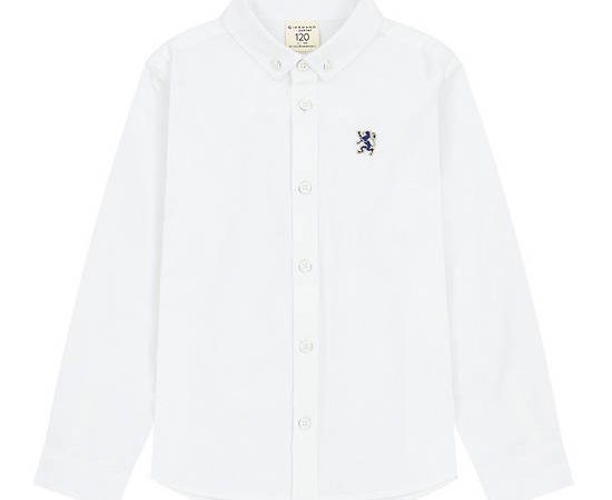 GIORDANO Boy's Oxford Embroidery Long Sleeve Shirt White