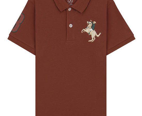 GIORDANO Boy's Slim Fit Embroidery Bold Polo (Napoleon) Coconut Shell brown