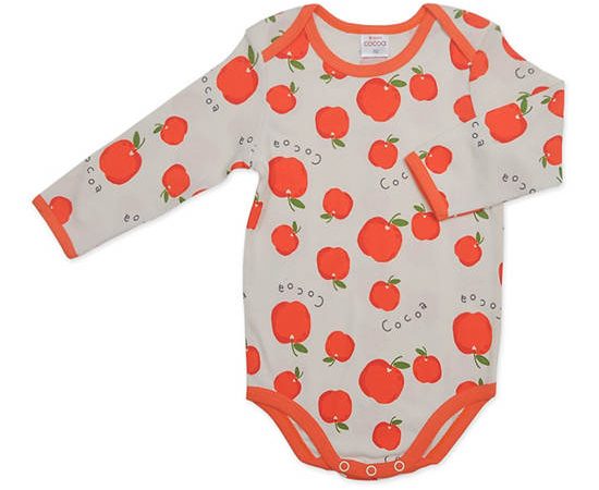AUKA Orange, long-sleeved bodysuit Newborn ,Cocoa apple.