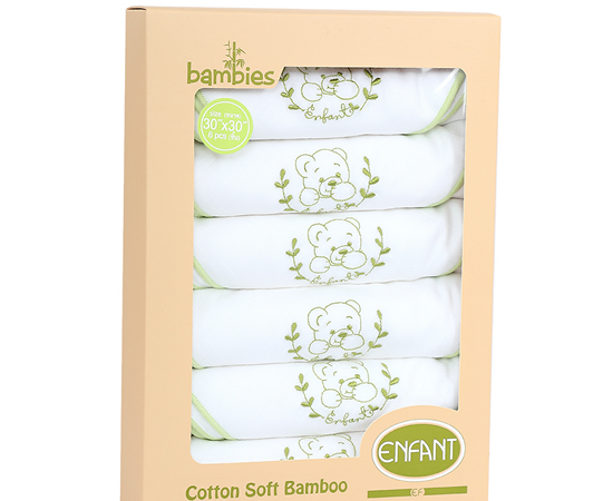 ENFANT Cotton Soft Bamboo Newborn Diapers size 30x30 inches (Pack of 6) White