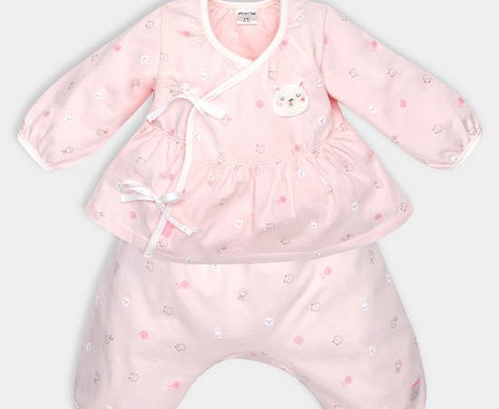 ABSORBA Children's Long sleeve wrap top set, pink, Petit Ours collection