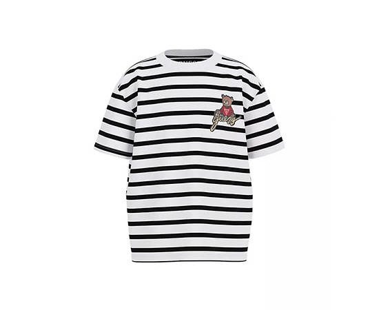 GUESS KIDS GIRL Striped T-shirt with logo - Black