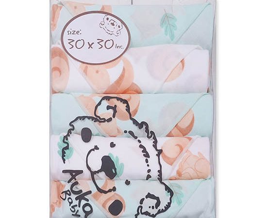 AUKA Green,Muslin Diapers Size 30"x30"Pack of 5