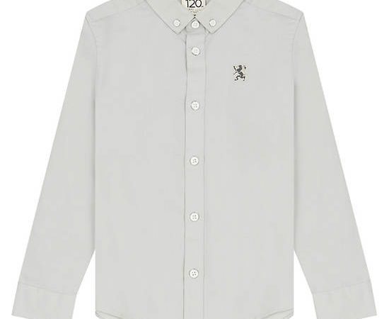 GIORDANO Boy's Oxford Embroidery Shirt Grey
