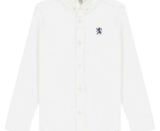 GIORDANO Boy's Long Sleeve Embroidery Oxford Shirt White