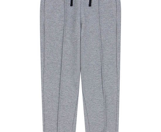 GIORDANO Boy's Jacquard Drawstring Elastic Waist Jogger Pants Heather Silver Filigree Grey