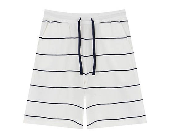 GIORDANO Boy's Relaxed Stripe Shorts White x Navy