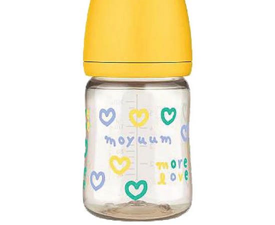 MOYUUM Baby Bottle Premium PPSU 170 mL with Real-Fit Nipple More Love Yellow