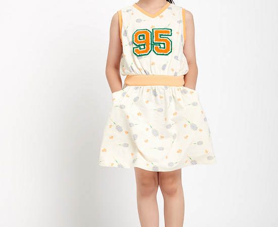 FOF KIDS Girl Dress Sleeveless Printed Tennis Cream