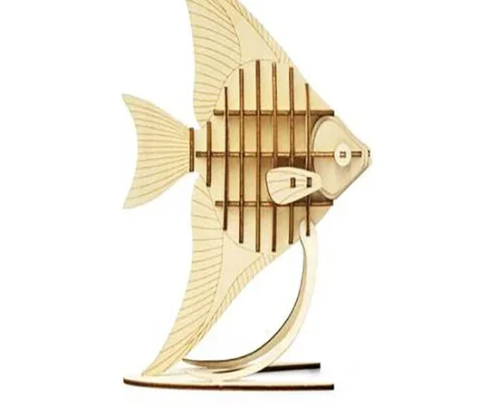 TEAM_GREEN Plywood Puzzle - Angel Fish WPJE0010 Wood Brown