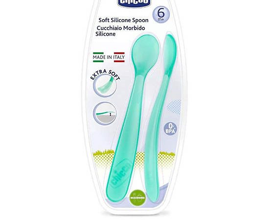 CHICCO Spoon Soft Silicon Bi-pack Boy Italy Green