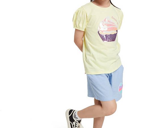 FOF KIDS Girl Shorts Cupcake Pattern Blue