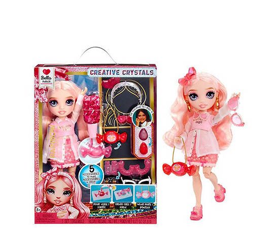 RAINBOW HIGH Doll Rainbow High Creative Crystals Bella - Pink 11” Fashion Doll with Crystal Accessory Make It Kit Multi-Color