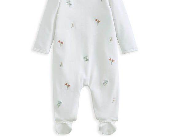 MAMAS & PAPAS Girl Toddler Bodysuit Embed Flower All In One White