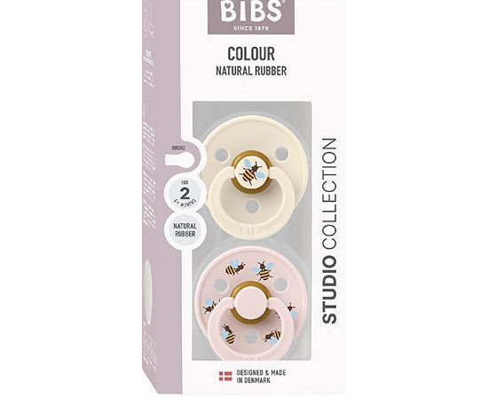 BIBS Pacifier Latex Studio Bumblebee Pack 2 pcs Size 2 Ivory Mix