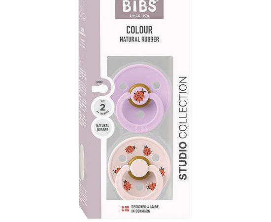 BIBS Pacifier Latex Studio Ladybug Pack 2 pcs Size 2 Violet Sky Mix