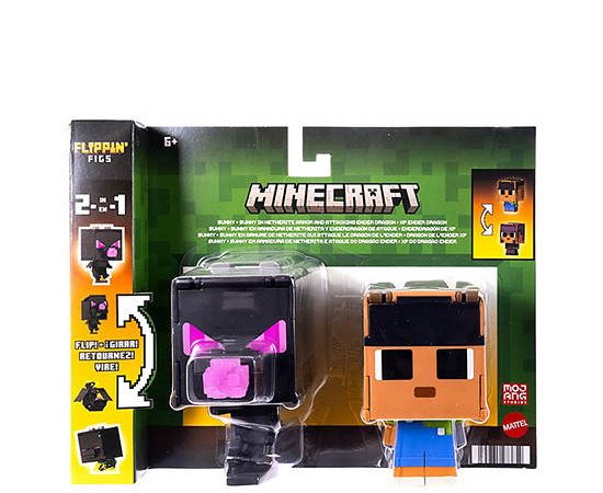 MINECRAFT Figure Minecraft Flippin' Figs 2 pack Sunny & Ender Dragon JCN27 Multi-Color