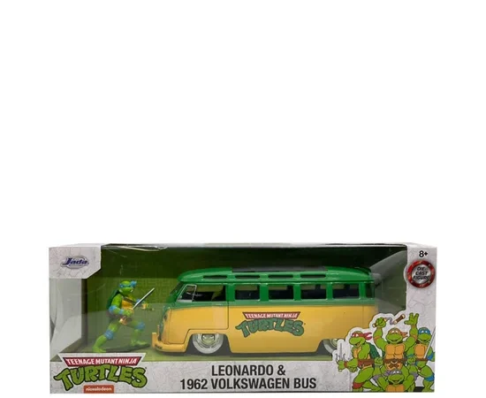 Dickie Toys Hollywood Rides 1:24 Vehicle - 1962 Volkswagen Bus w/Leonardo Figure Multi-Color
