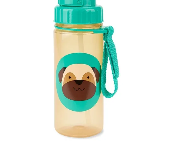 SKIP HOP Zoo Straw Bottle PP Pug 13 oz Brown