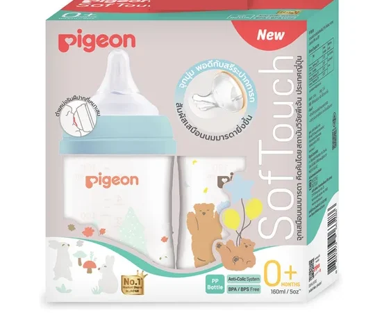 PIGEON Nurser PPWN Bear Rab Softouch 160 mL SS Pack 2