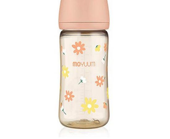 MOYUUM Baby Bottle Premium PPSU 270 mL with Real-Fit Nipple Daisy