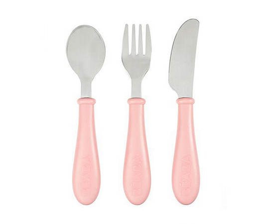 BEABA Stainless Steel Training Cutlery Knife / Fork / Spoon - Vintage Pink