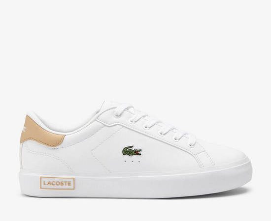 LACOSTE White Juniors’ Powercourt Logo Trainers
