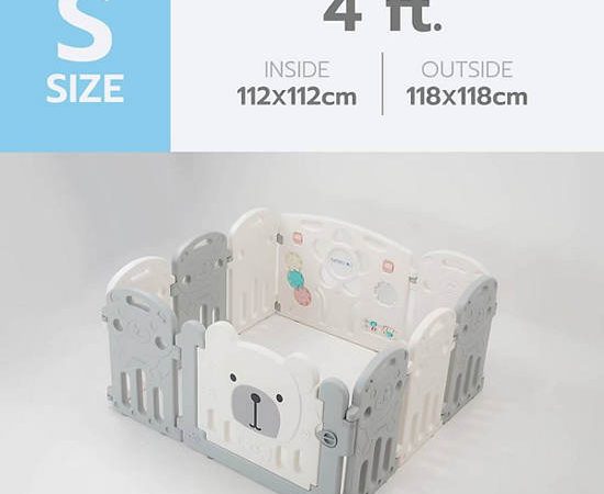BEBEPLAY Bebeplay Children's playpen  (Robin Bird) Grey color  S size 4 Ft.